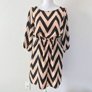 GIANNI BINI Malia Belted Chevron Dress